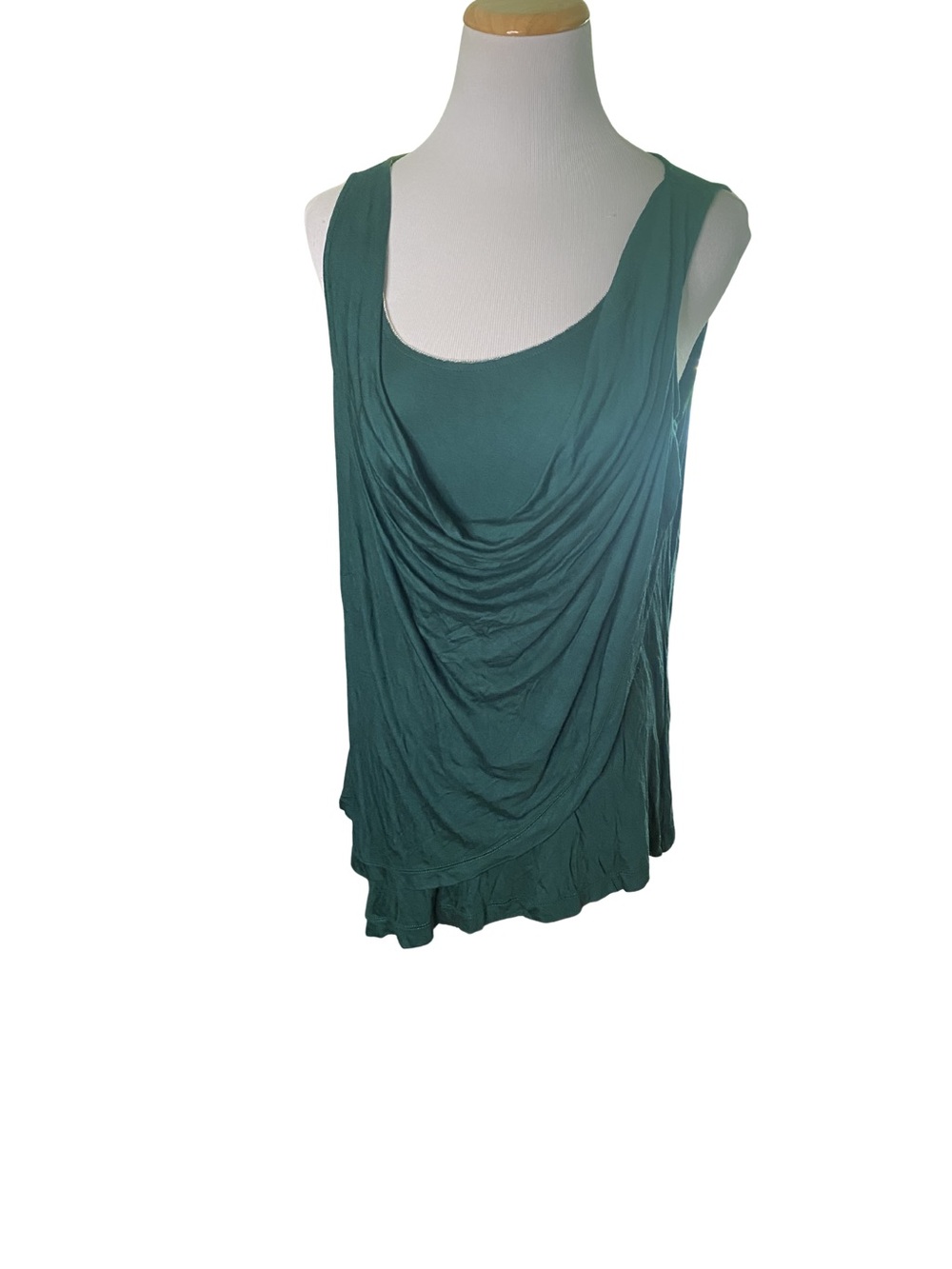 White House Black Market Draped Asymmetrical Sleeveless Top Emerald Green Size S - Picture 2 of 8